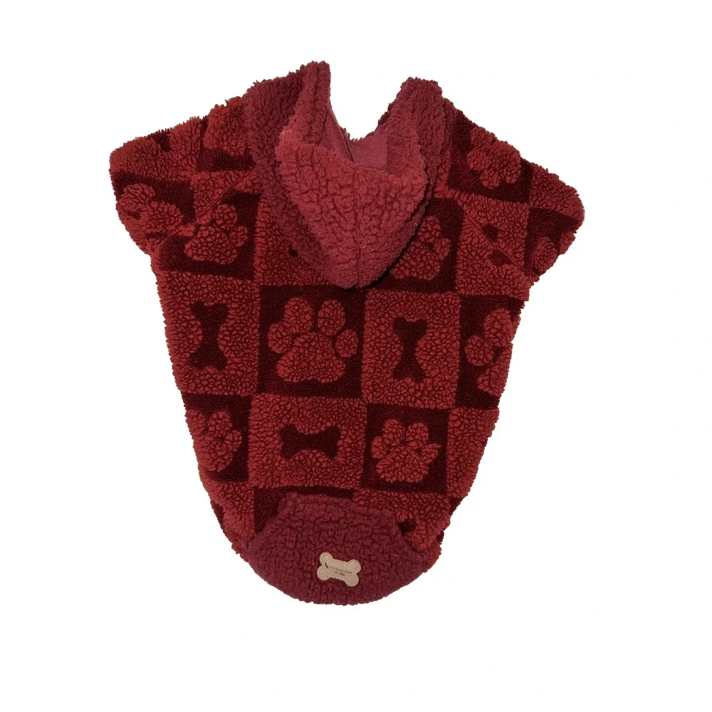 Koolaburra by UGG Dog Sweater Burgundy with Hoodie Large Soft Comfy Warm